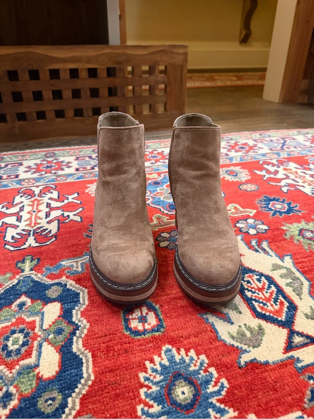 Altar'd State Brown Suede Platform Chelsea Booties